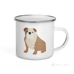 Fawn & White English Bulldog Enamel Mug Mugs