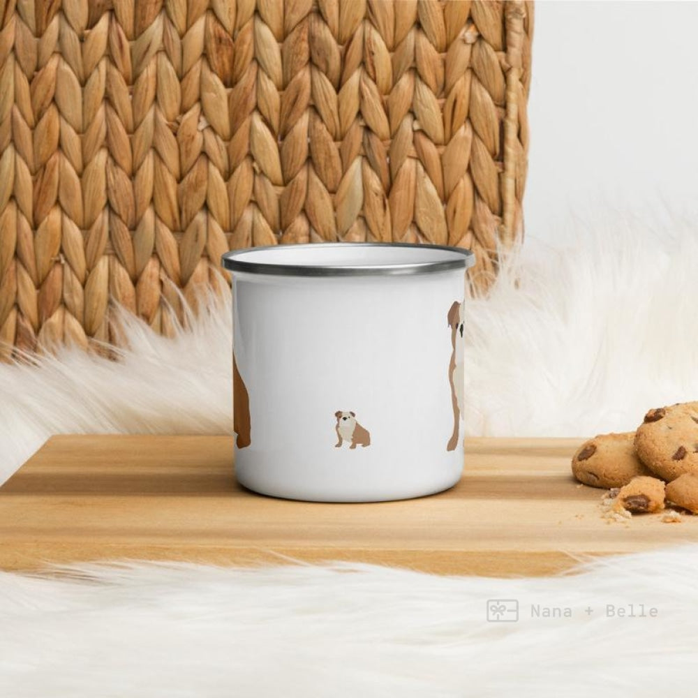 Fawn & White English Bulldog Enamel Mug Mugs