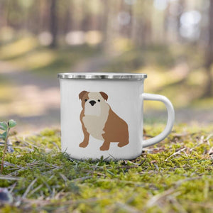 Fawn & White English Bulldog Enamel Mug Mugs