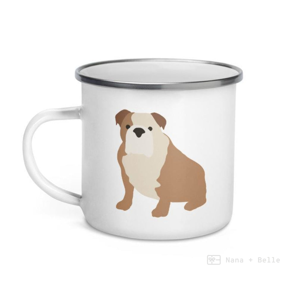 Fawn & White English Bulldog Enamel Mug Mugs