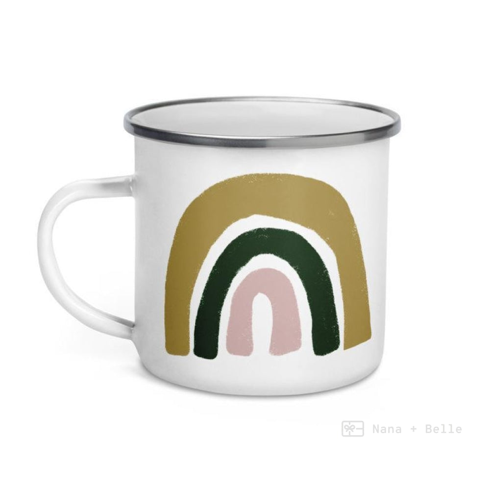 Green Rainbow Enamel Mug / Cup Mug