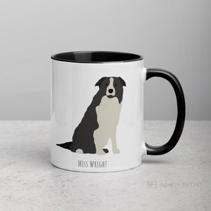 Grey Border Collie Customised Mug Black Mugs