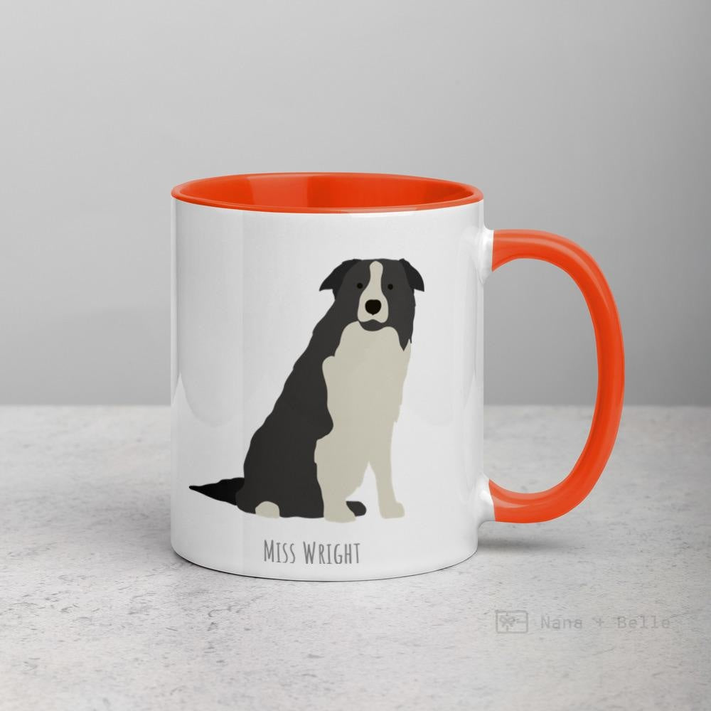 Grey Border Collie Customised Mug Orange Mugs