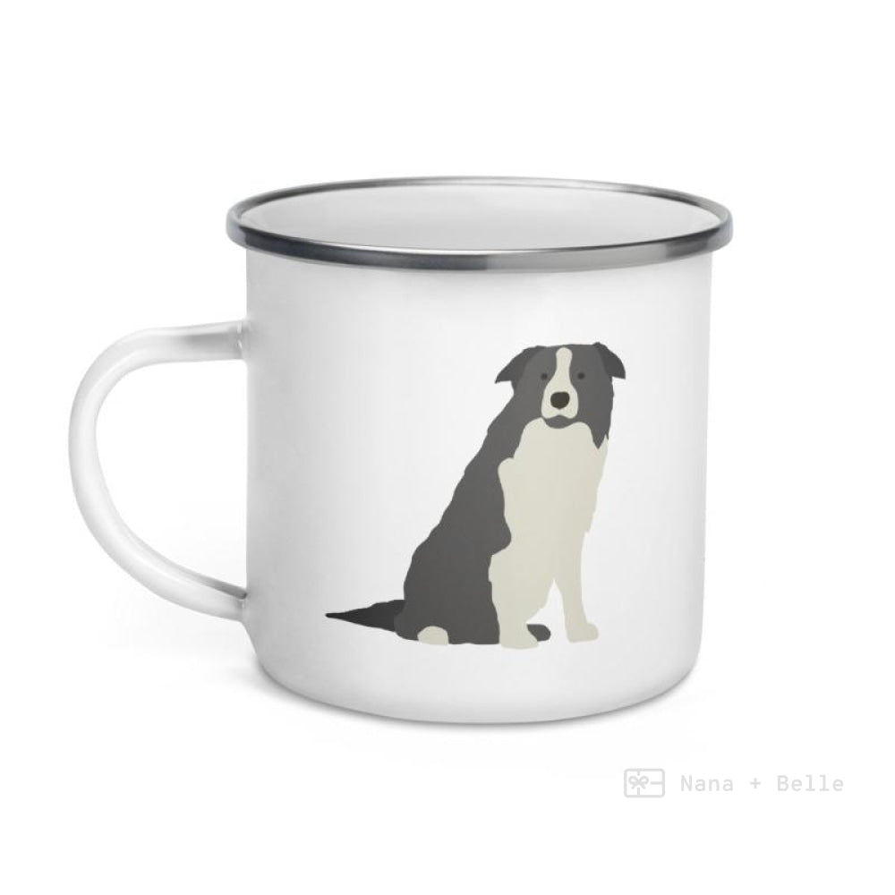 Grey Border Collie Dog Enamel Mug / Cup Mug