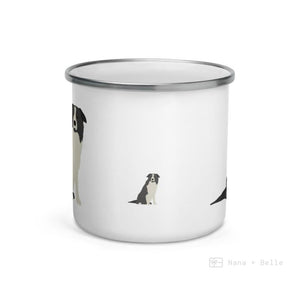 Grey Border Collie Dog Enamel Mug / Cup Mug