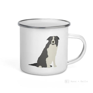 Grey Border Collie Dog Enamel Mug / Cup Mug