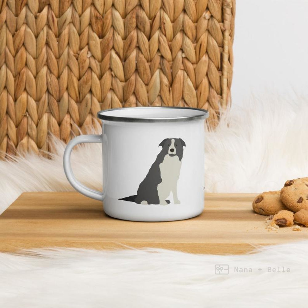 Grey Border Collie Dog Enamel Mug / Cup Mugs