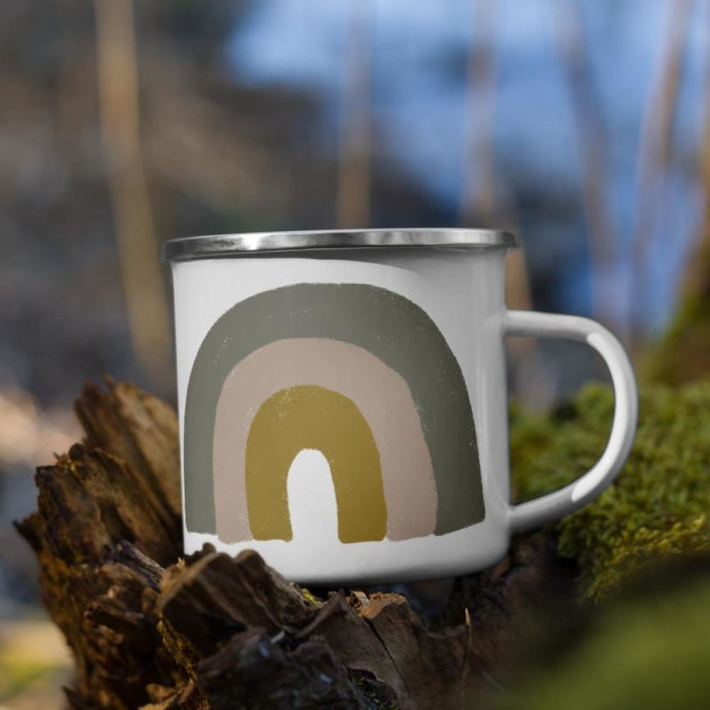 Grey Chunky Rainbow Enamel Mug / Cup Mugs