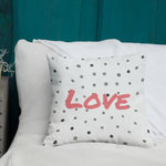 Load image into Gallery viewer, Grey Polka Dots Pattern Black Love Square Cushion Cushions
