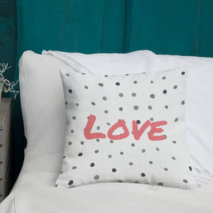 Grey Polka Dots Pattern Black Love Square Cushion Cushions