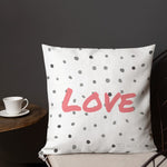 Load image into Gallery viewer, Grey Polka Dots Pattern Black Love Square Cushion Cushions
