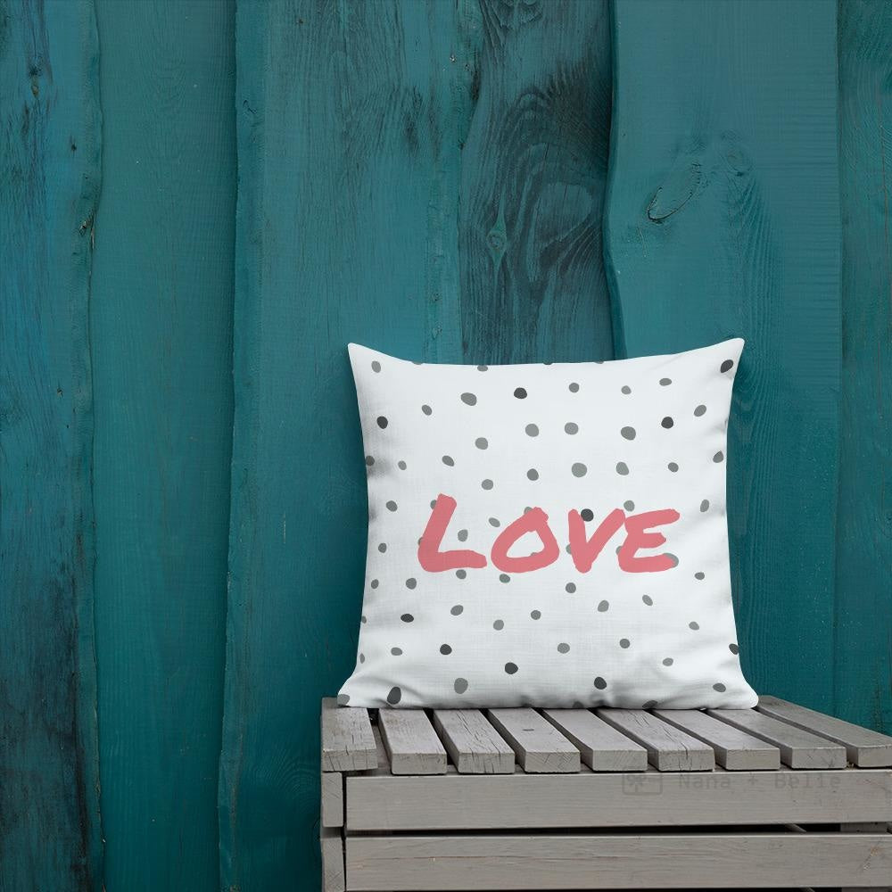 Grey Polka Dots Pattern Black Love Square Cushion Cushions