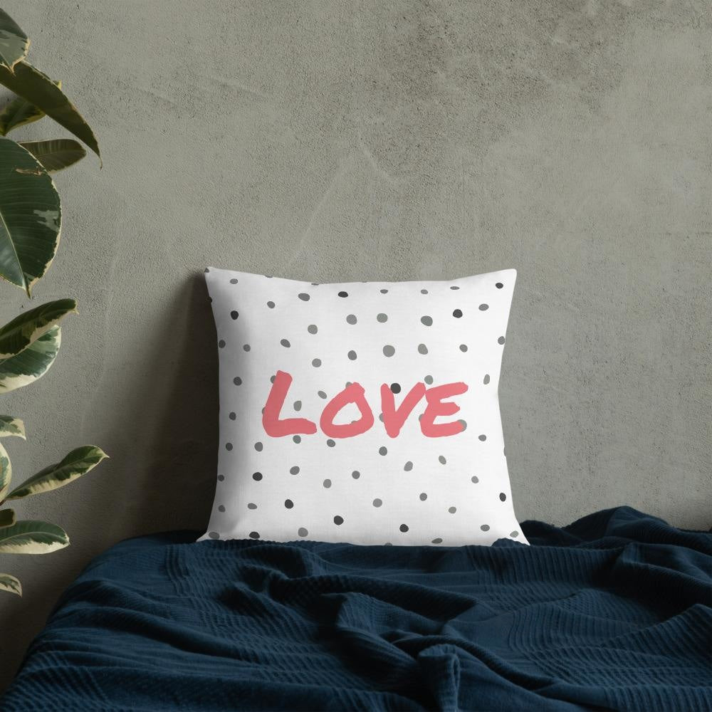 Grey Polka Dots Pattern Black Love Square Cushion Cushions