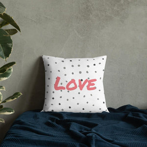 Grey Polka Dots Pattern Black Love Square Cushion Cushions