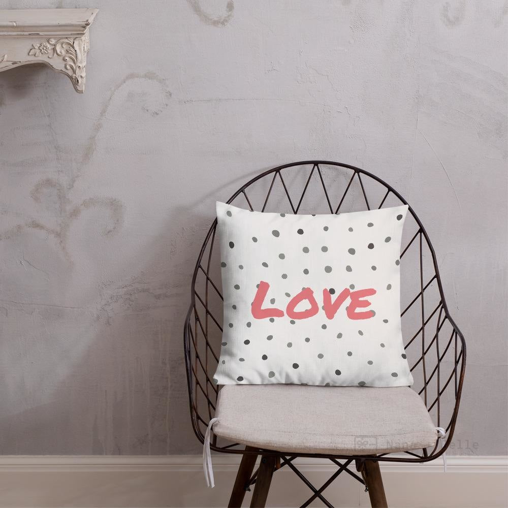 18x18in square ornament sofa cushion throw grey polka dot 45x45cm - Love New - Nana + Belle