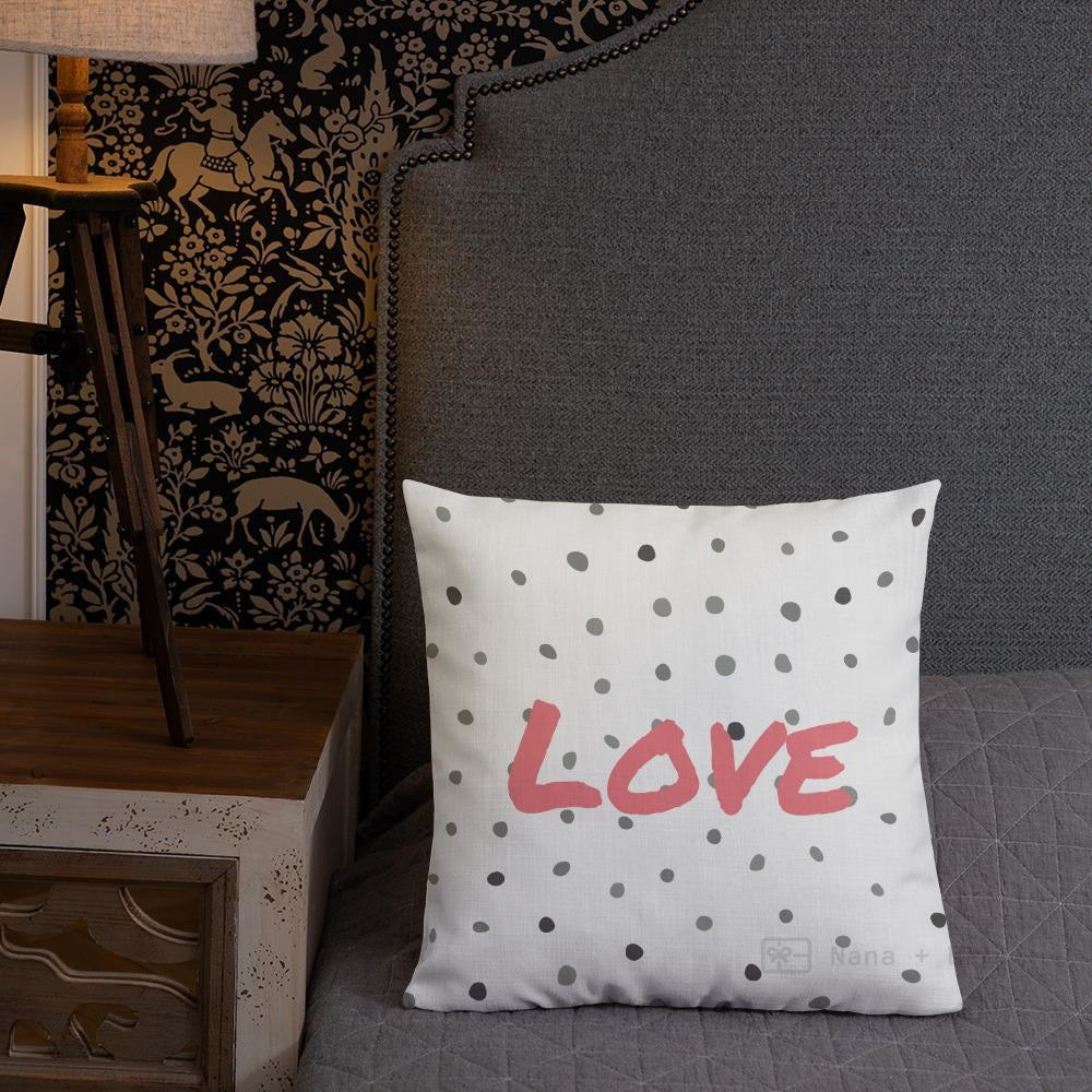 Grey Polka Dots Pattern Black Love Square Cushion Cushions