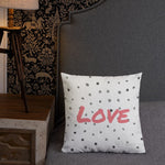 Load image into Gallery viewer, Grey Polka Dots Pattern Black Love Square Cushion Cushions
