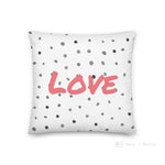 Load image into Gallery viewer, Grey Polka Dots Pattern Black Love Square Cushion Cushions
