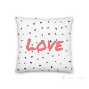 Grey Polka Dots Pattern Black Love Square Cushion Cushions