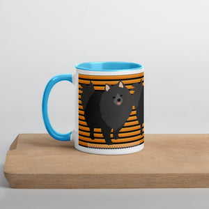 Halloween Pomeranian Striped Mug Blue