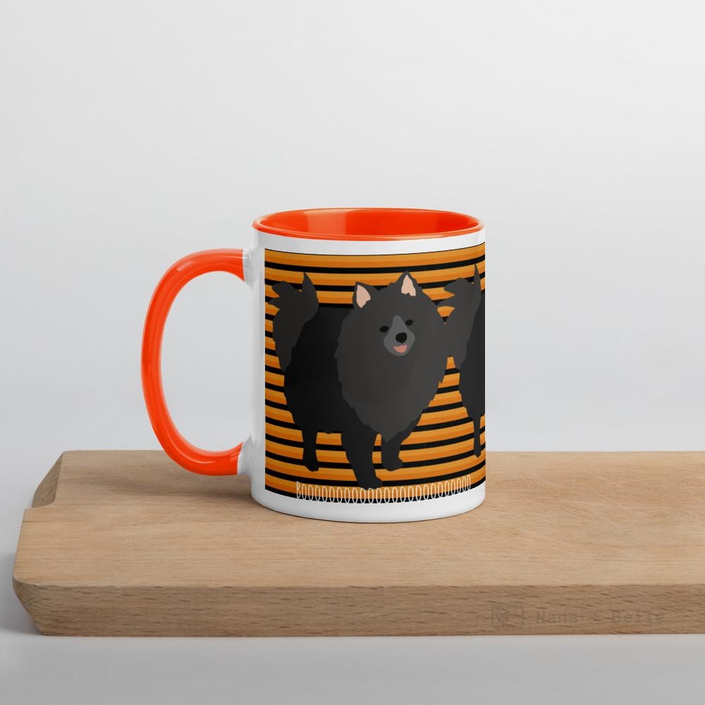 Halloween Pomeranian Striped Mug Orange