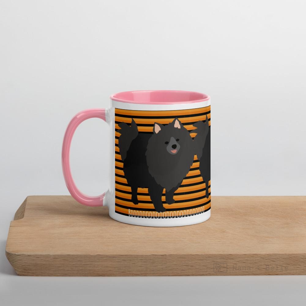 Halloween Pomeranian Striped Mug Pink