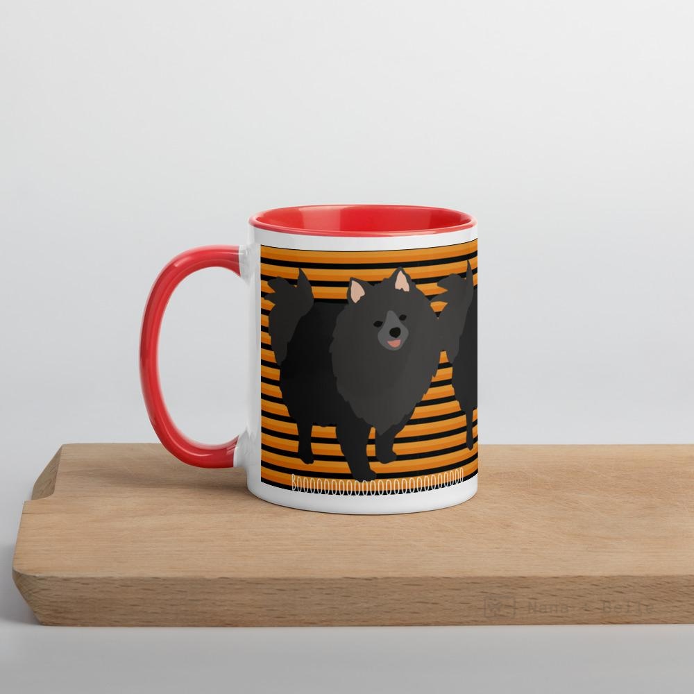 Halloween Pomeranian Striped Mug Red