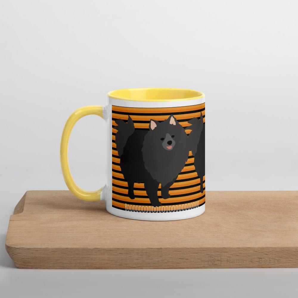 Halloween Pomeranian Striped Mug Yellow