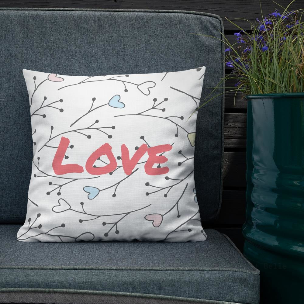 Heart Branch Pattern Love Square Cushion Cushions