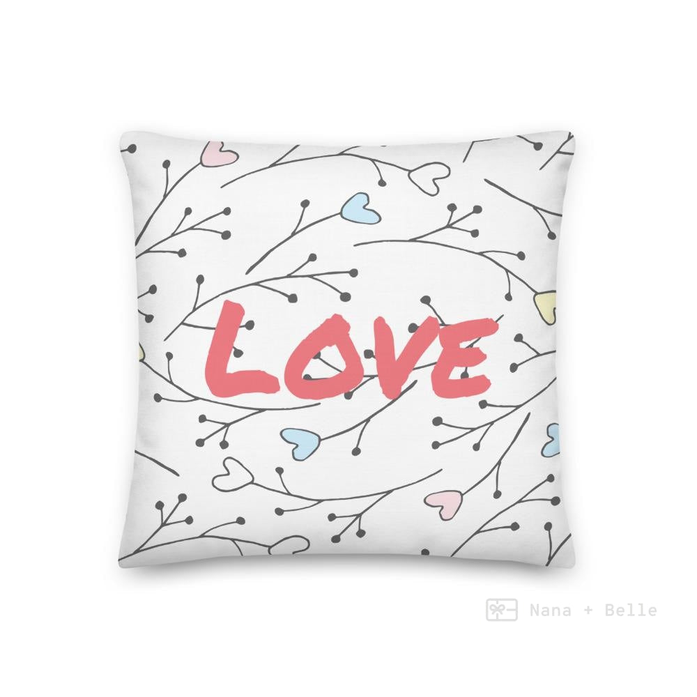 Heart Branch Pattern Love Square Cushion Cushions