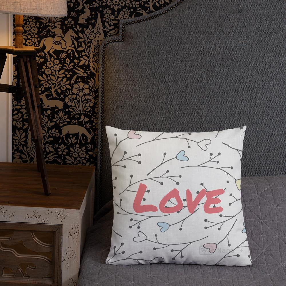 Heart Branch Pattern Love Square Cushion Cushions