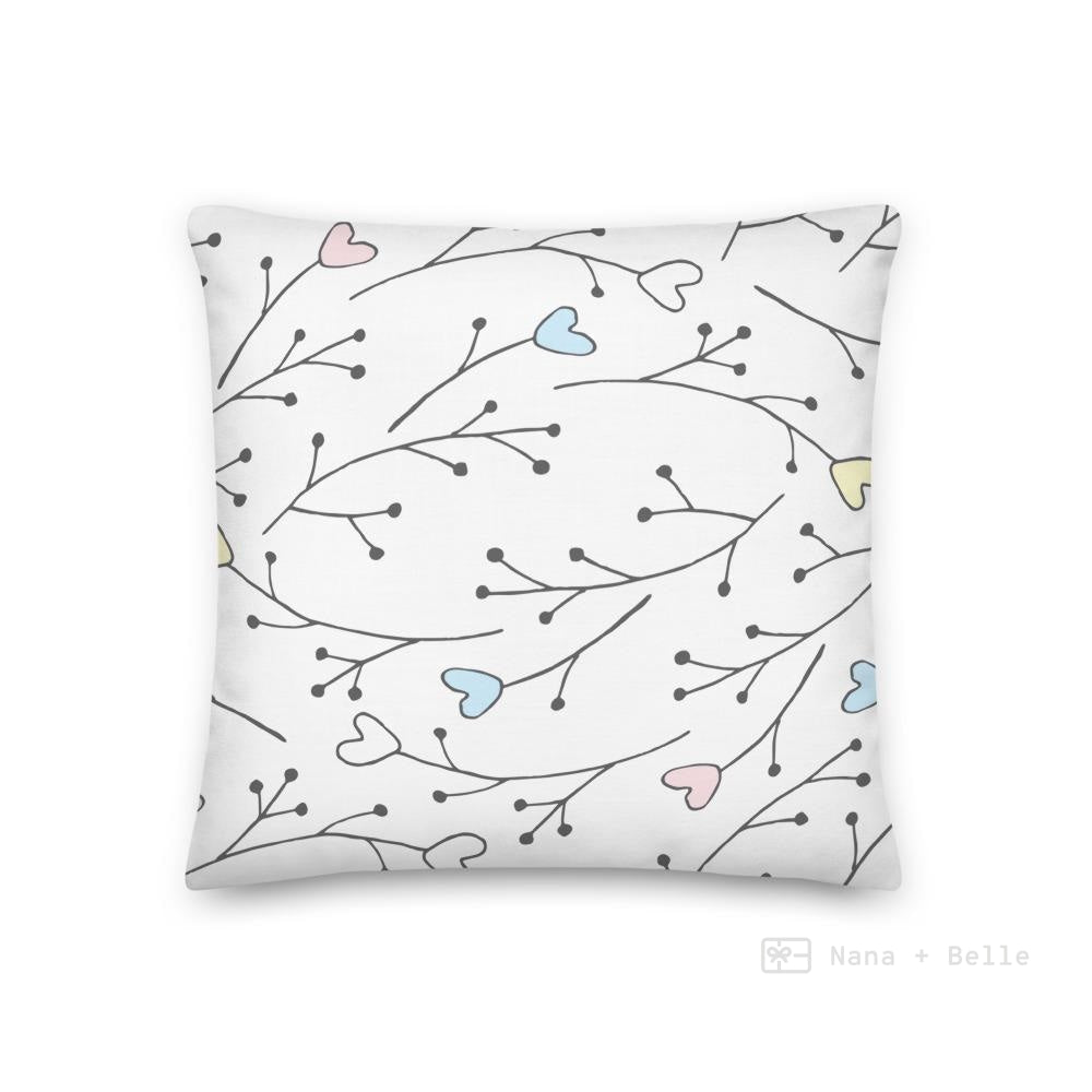 Heart Branch Pattern Love Square Cushion Cushions