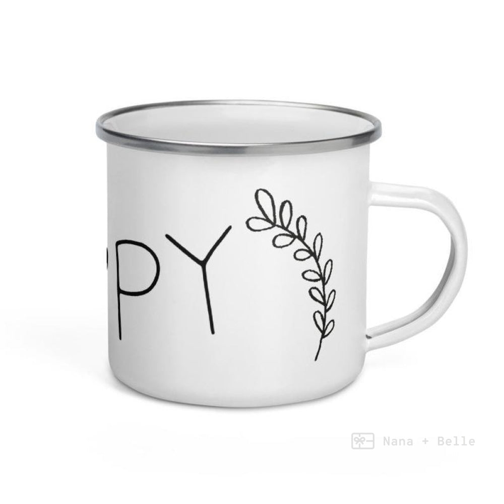 Hello Floral Heart Enamel Mug / Flowers Cup Mugs