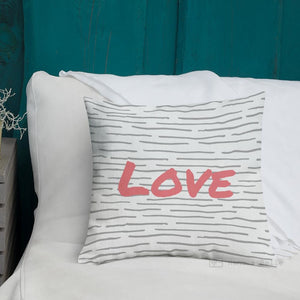 Horizontal Grey Lines Pattern Love Square Cushion Cushions