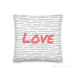 Load image into Gallery viewer, Horizontal Grey Lines Pattern Love Square Cushion Cushions
