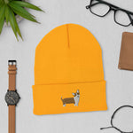 Load image into Gallery viewer, Tan Corgi Embroidered Cuffed Beanie
