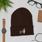 Load image into Gallery viewer, Tan Corgi Embroidered Cuffed Beanie
