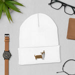 Load image into Gallery viewer, Tan Corgi Embroidered Cuffed Beanie
