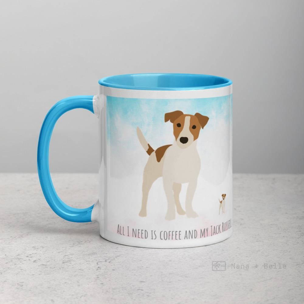 Jack Russell Mug With Colour Inside Blue Mugs