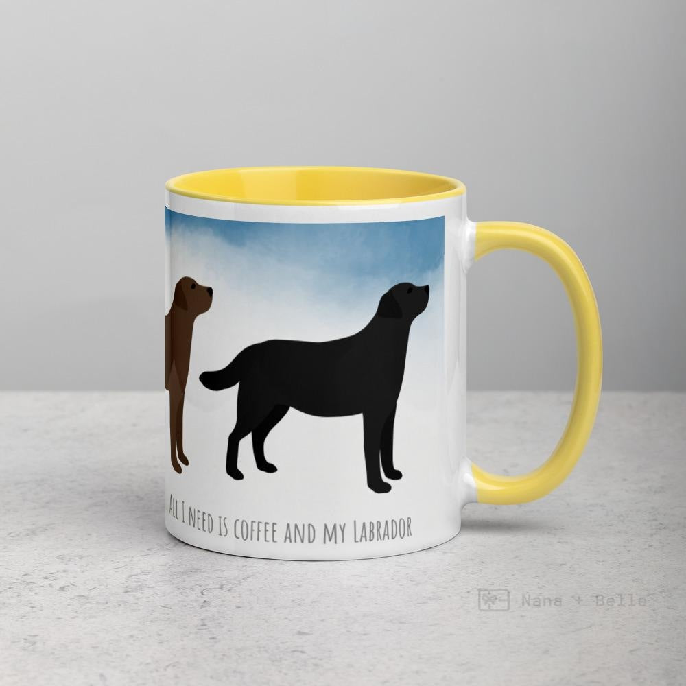 Labrador Mug With Color Inside Yellow Mugs