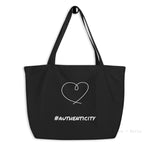 Load image into Gallery viewer, Large organic black tote bag - #authenticity - Nana + Belle
