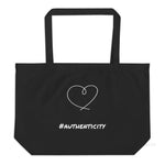 Load image into Gallery viewer, Large Organic Black Tote Bag - #authenticity Tote Bags
