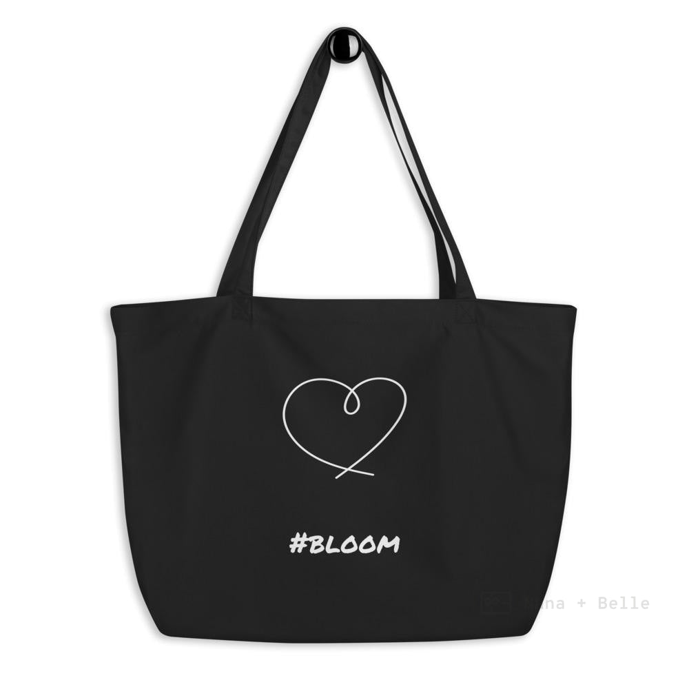 Large organic black tote bag - #bloom - Nana + Belle