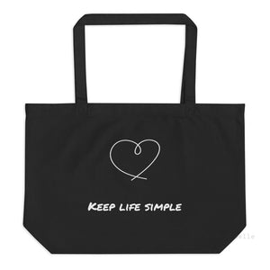 Large Organic Black Tote Bag - Keep Life Simple