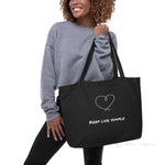 Load image into Gallery viewer, Large Organic Black Tote Bag - Keep Life Simple
