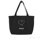 Load image into Gallery viewer, Large Organic Black Tote Bag - #today
