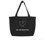 Load image into Gallery viewer, Large Organic Black Tote Bag - You Are Beautiful Tote Bags
