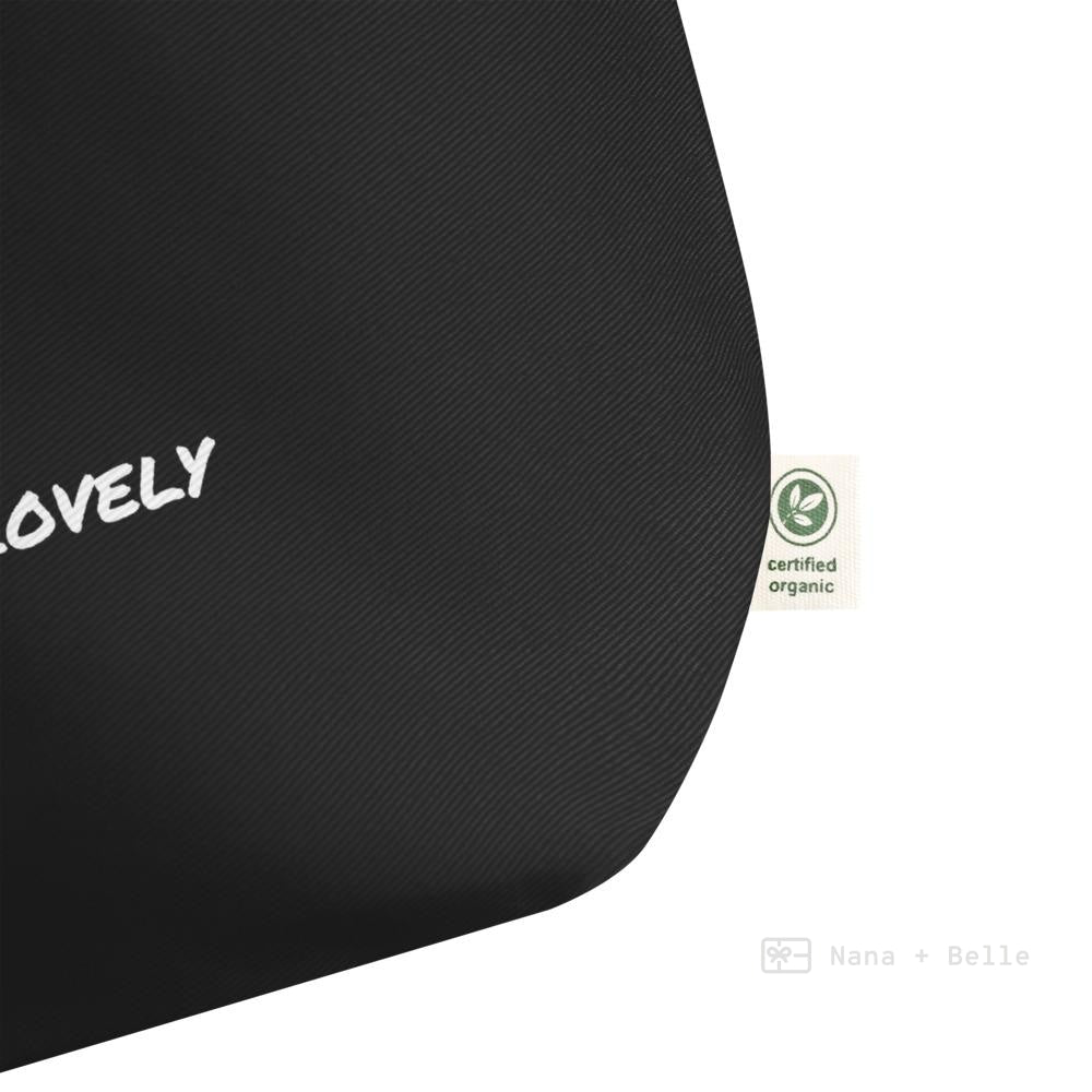 Large Organic Black Tote Bag - You Are Lovely