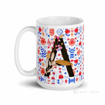 Load image into Gallery viewer, Letter A Floral Alphabet 15Oz Large Mug
