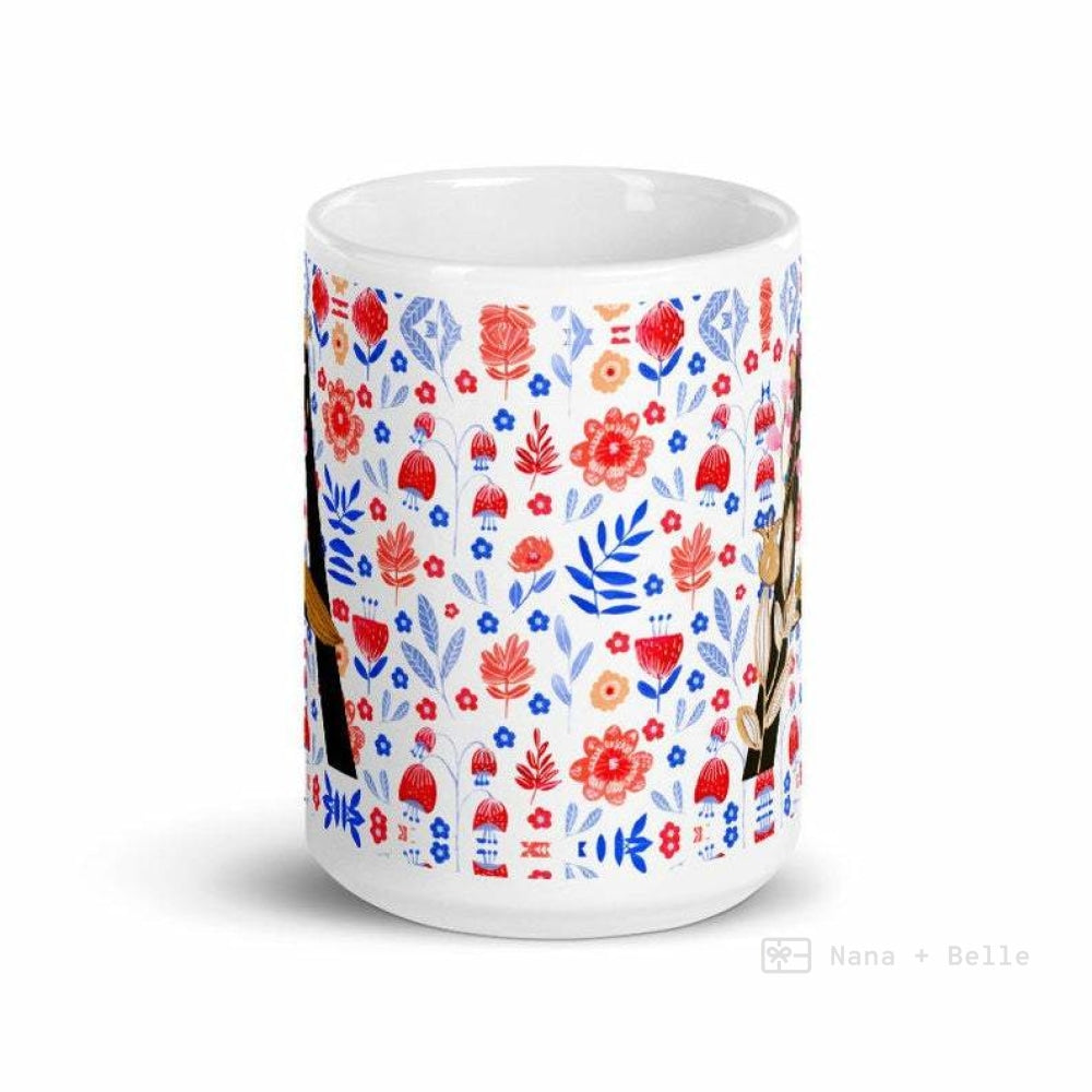 Letter A Floral Alphabet 15Oz Large Mug